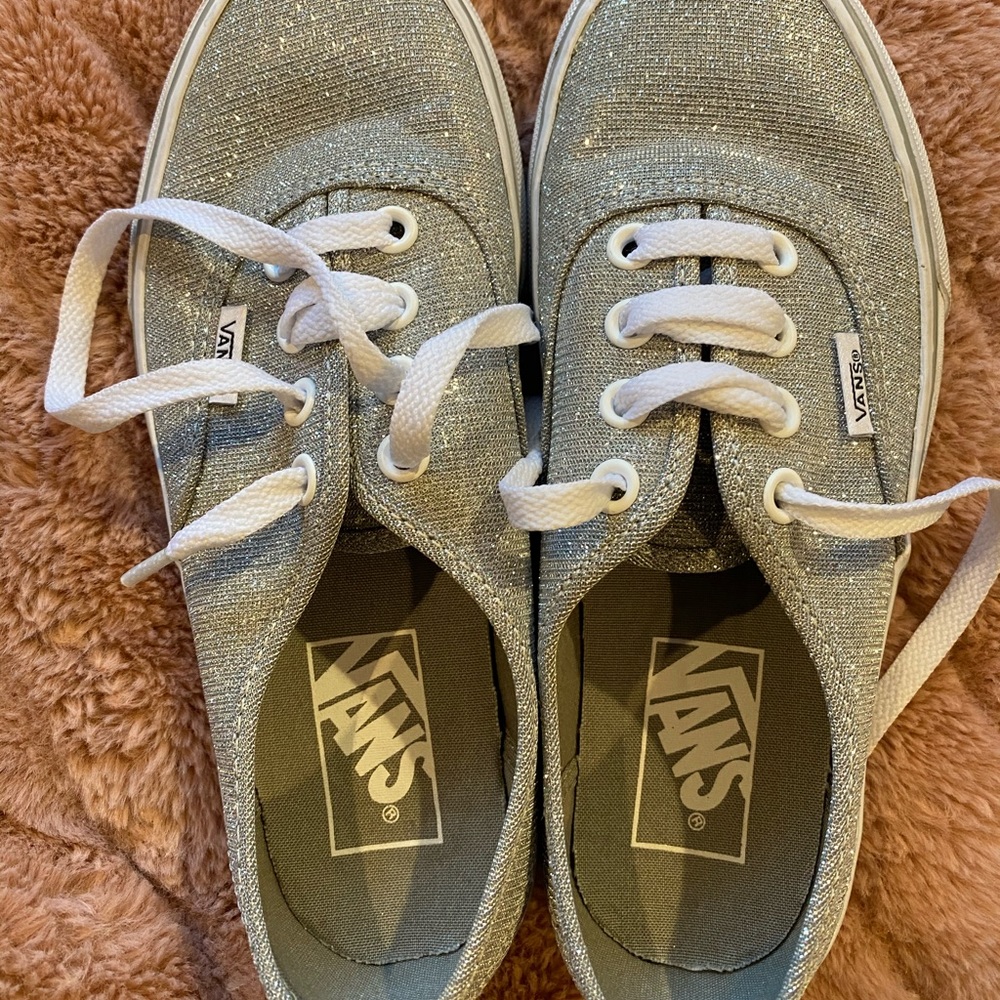 Girls Vans sparkly silver shoes